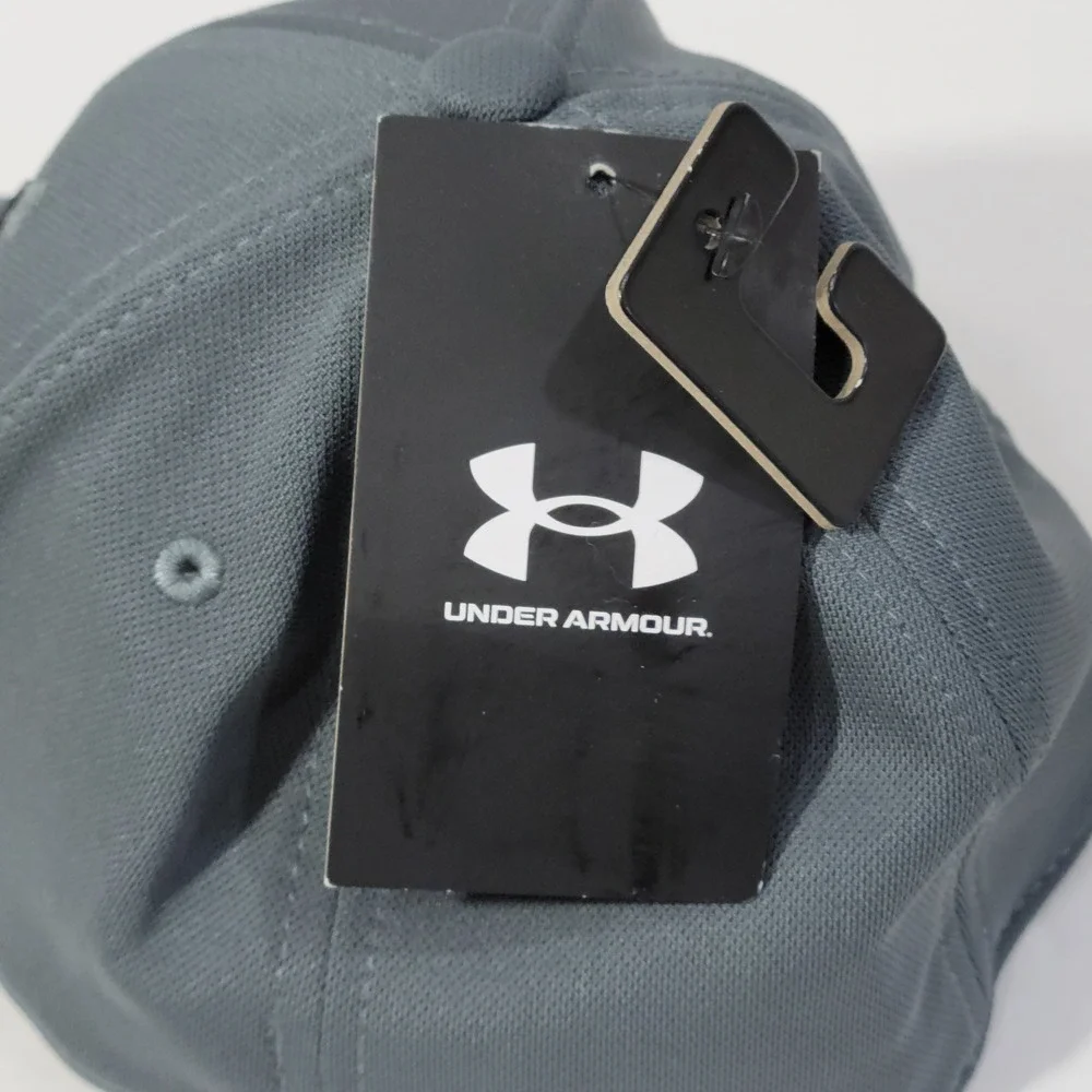 Under Armour Blitzing Hat Boys YSM-YMD Fitted Grey Black A-Flex Stretch Sports